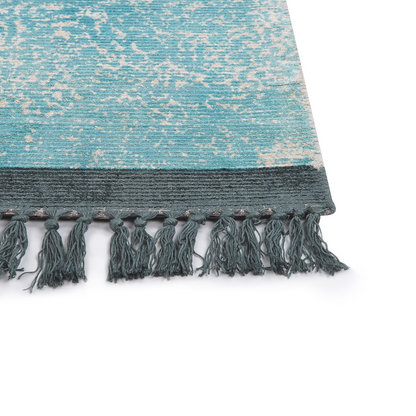 Heritage Loom Area Rug Blue Beige Viscose With Cotton Backing 80 x 150