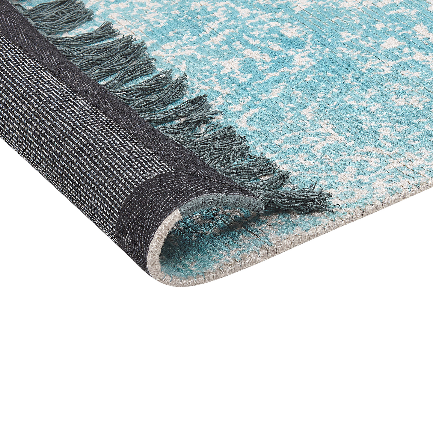 Heritage Loom Area Rug Blue Beige Viscose With Cotton Backing 80 x 150