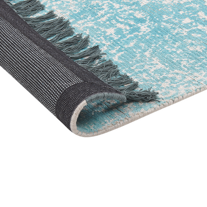 Heritage Loom Area Rug Blue Beige Viscose With Cotton Backing 80 x 150