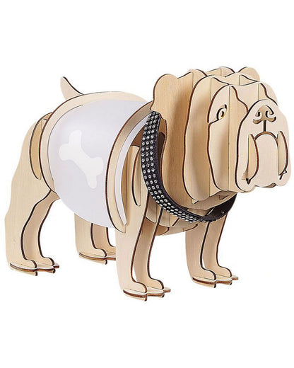 Bulldog Table Lamp White Shade Light Brown Finish
