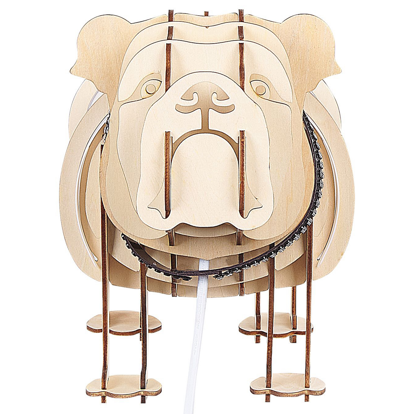 Bulldog Table Lamp White Shade Light Brown Finish