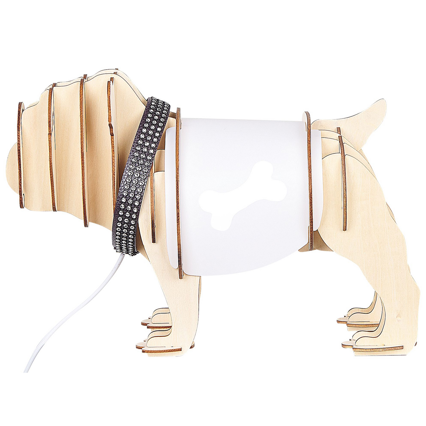 Bulldog Table Lamp White Shade Light Brown Finish