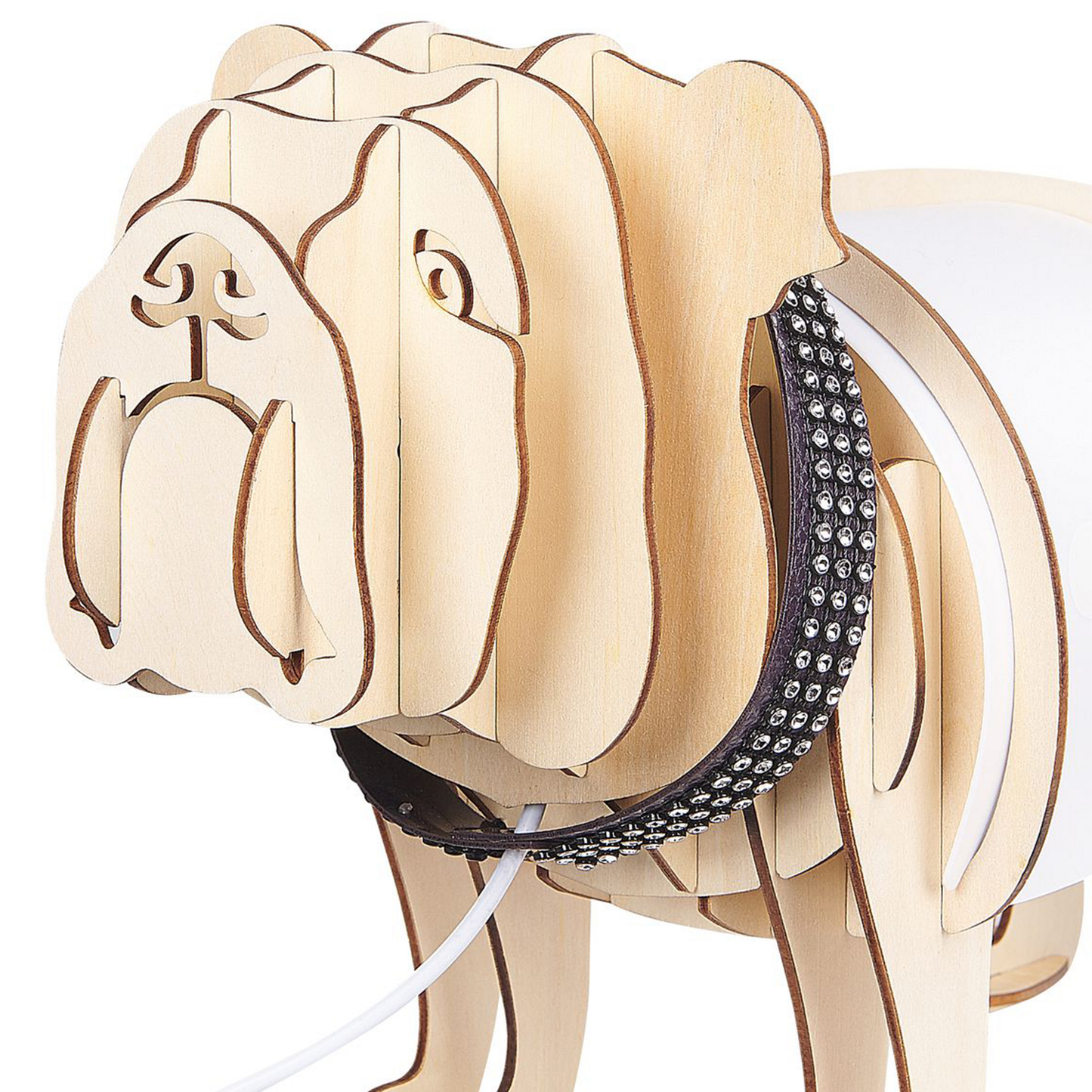 Bulldog Table Lamp White Shade Light Brown Finish