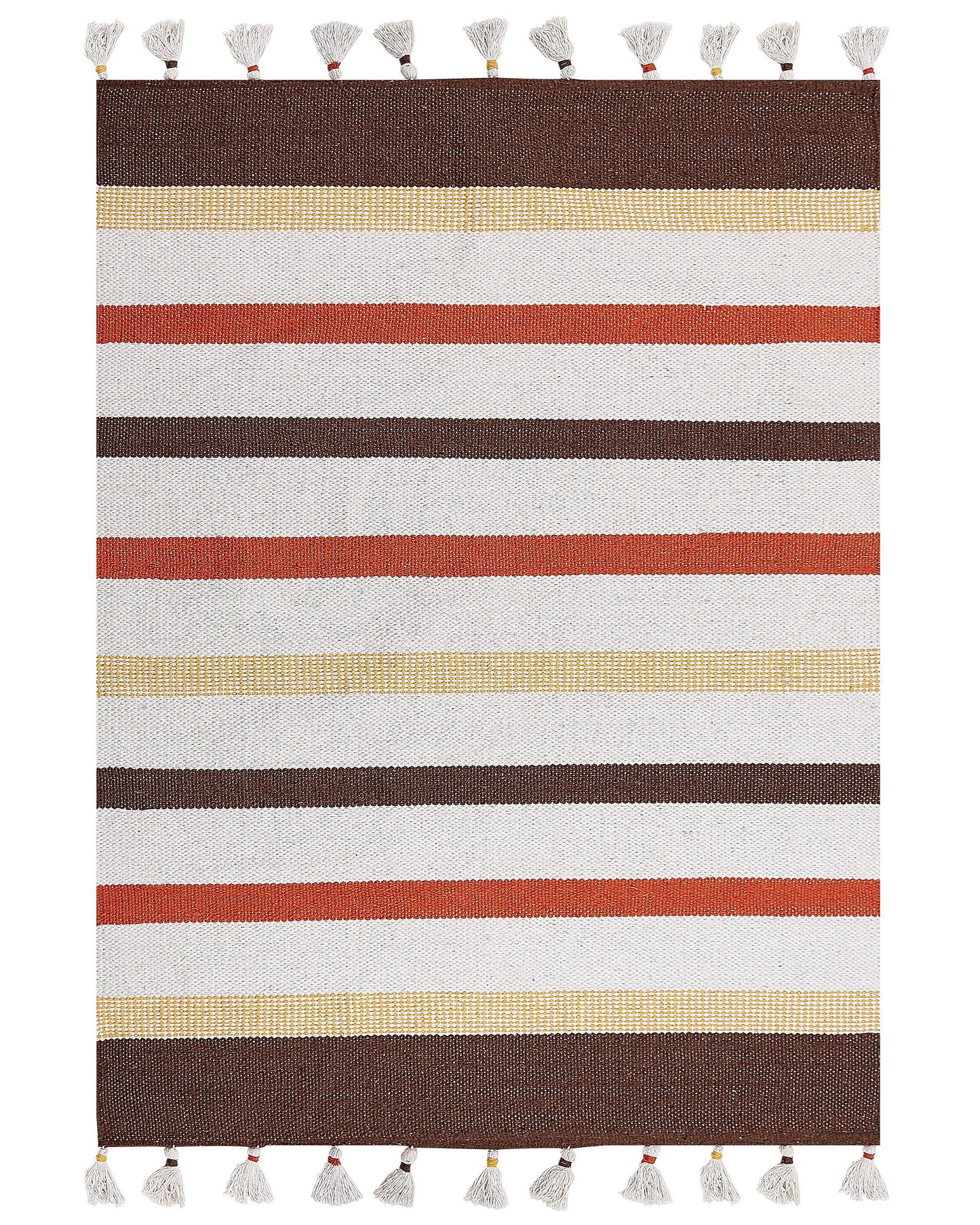 Area Rag Rug Brown And Beige Stripes Cotton 140 X 200cm Hand Woven Decorative Floor Rug