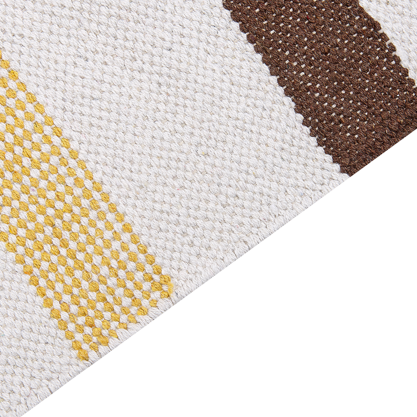 Area Rag Rug Brown And Beige Stripes Cotton 140 X 200cm Hand Woven Decorative Floor Rug