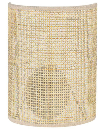 Wall Lamp Natural Rattan 25cm Half Drum Shade Boho Rustic