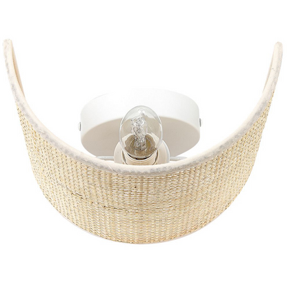 Wall Lamp Natural Rattan 25cm Half Drum Shade Boho Rustic
