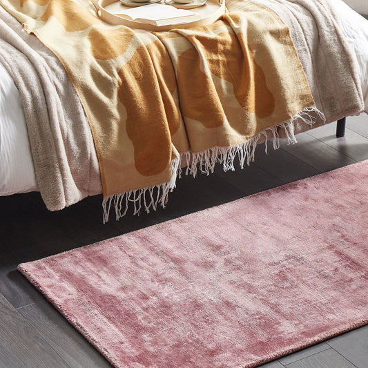 Pink Viscose Area Rug 80 X 150cm Tufted Low Pile Modern