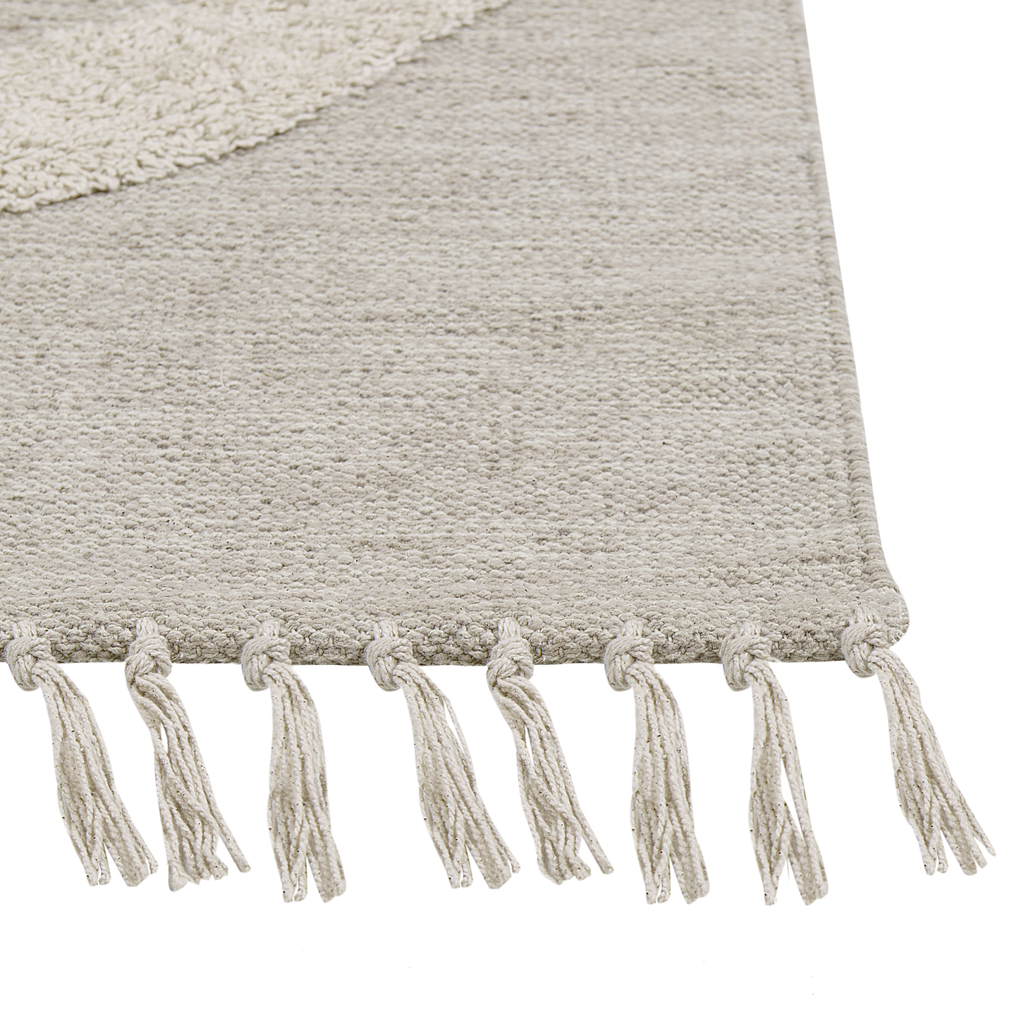 Boho Cotton Area Rug Beige 80 x 150cm With Tassels