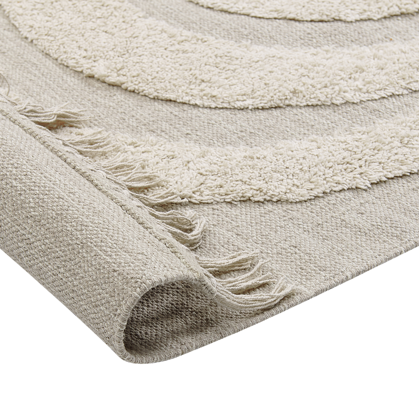 Boho Cotton Area Rug Beige 80 x 150cm With Tassels