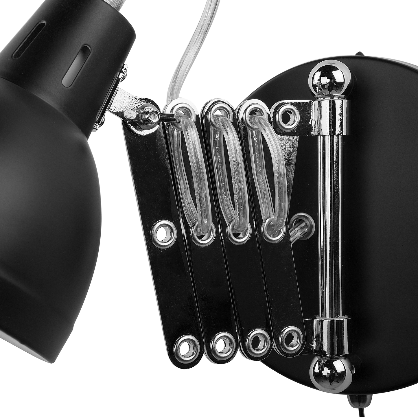 Set Of 2 Black Metal Wall Lamps With Adjustable Swing Arm