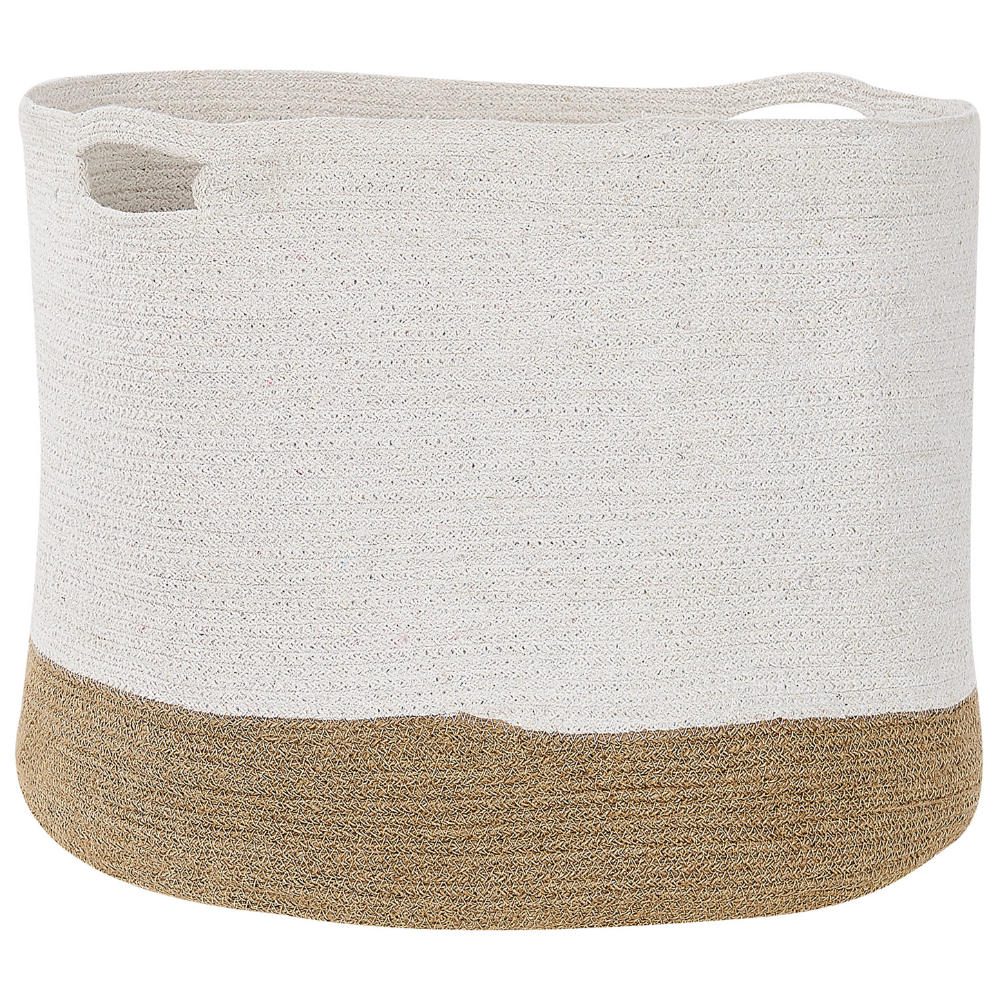 Cotton Storage Baskets Set Of 2 White And Light Beige