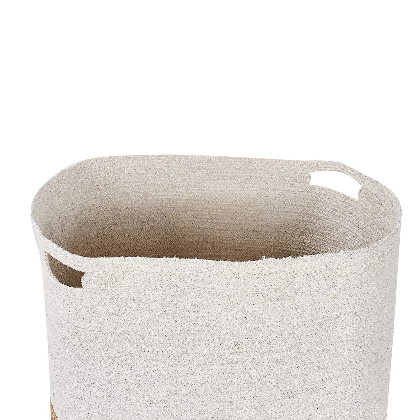 Cotton Storage Baskets Set Of 2 White And Light Beige