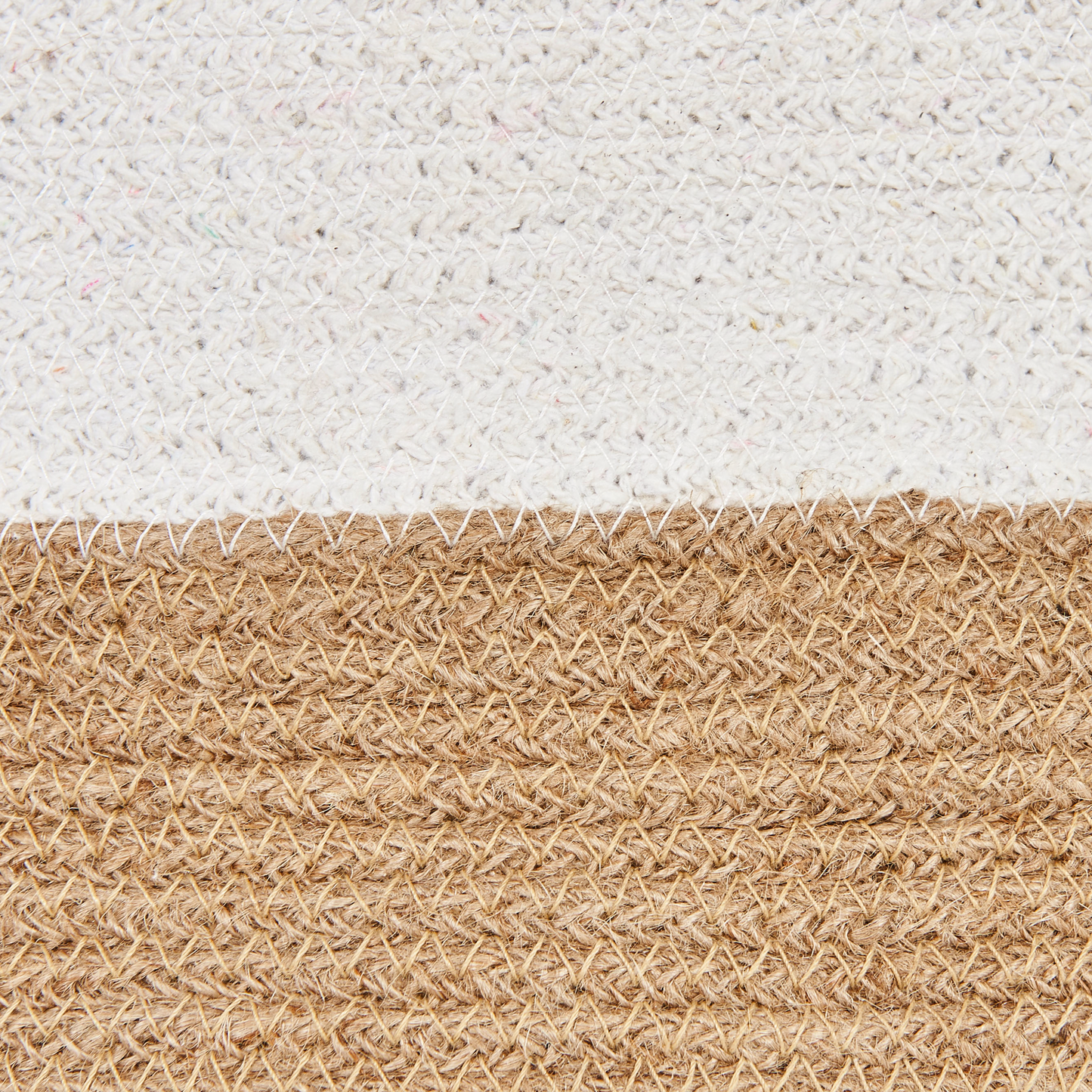 Cotton Storage Baskets Set Of 2 White And Light Beige