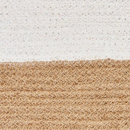 Cotton Storage Baskets Set Of 2 White And Light Beige