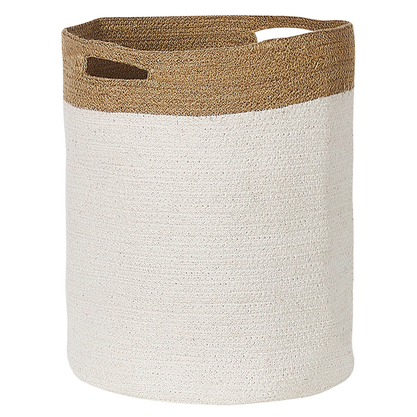 Cotton Storage Baskets Set Of 2 White And Light Beige Laundry Bins For Home Organization