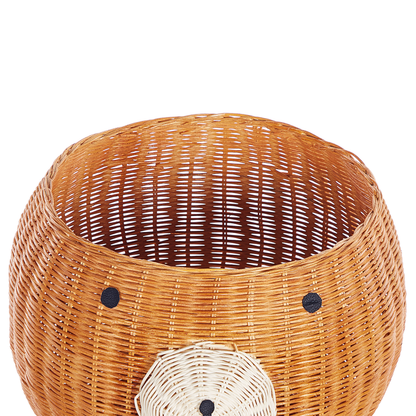 Bear Shaped Basket Natural Rattan Toy Hamper