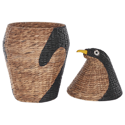 Penguin Shaped Wicker Basket Toy Hamper Natural Water Hyacinth For Kids Room
