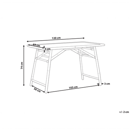 Folding Garden Dining Table 120 X 70cm Light Brown