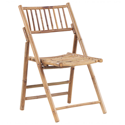 Vero Bistro Set Brown Bamboo OffWhite Cushions Folding Chairs UVResist