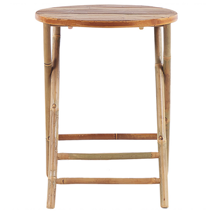 Vero Bistro Set Brown Bamboo OffWhite Cushions Folding Chairs UVResist