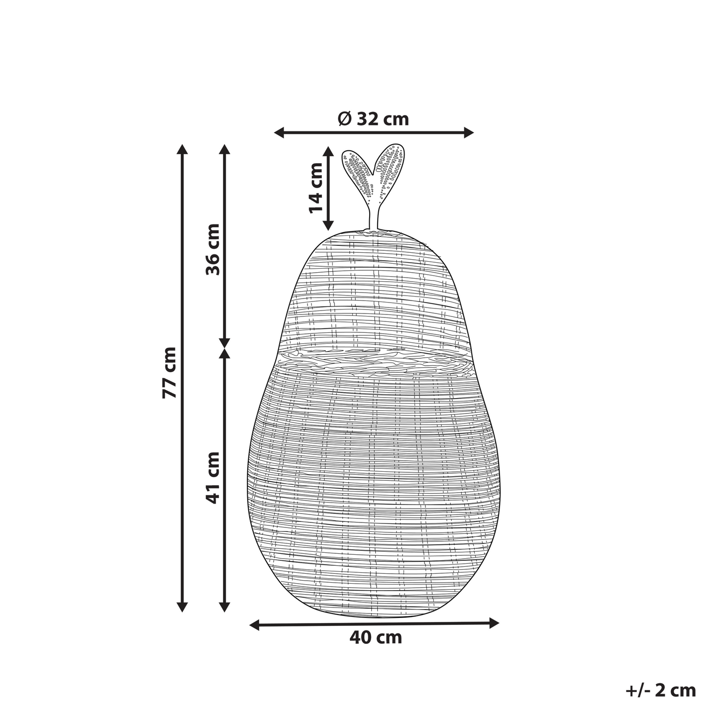 Pear Shaped Wicker Basket Natural Toy Hamper For Kids