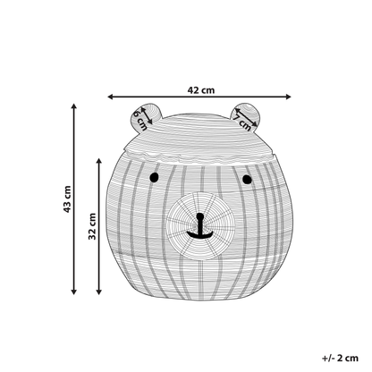 Bear Shaped Basket Natural Rattan Toy Hamper