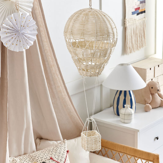 Lattan Hot Air Balloon Hanging Decor Handmade For Kids Room Natural