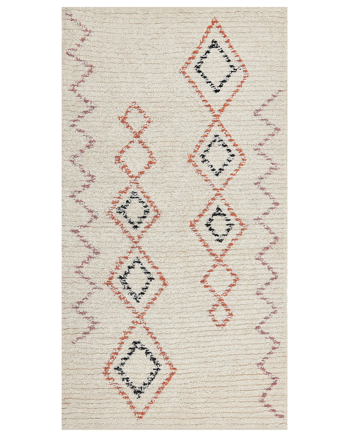 Beige Cotton Rug 80 X 150cm Geometric Hand Tufted