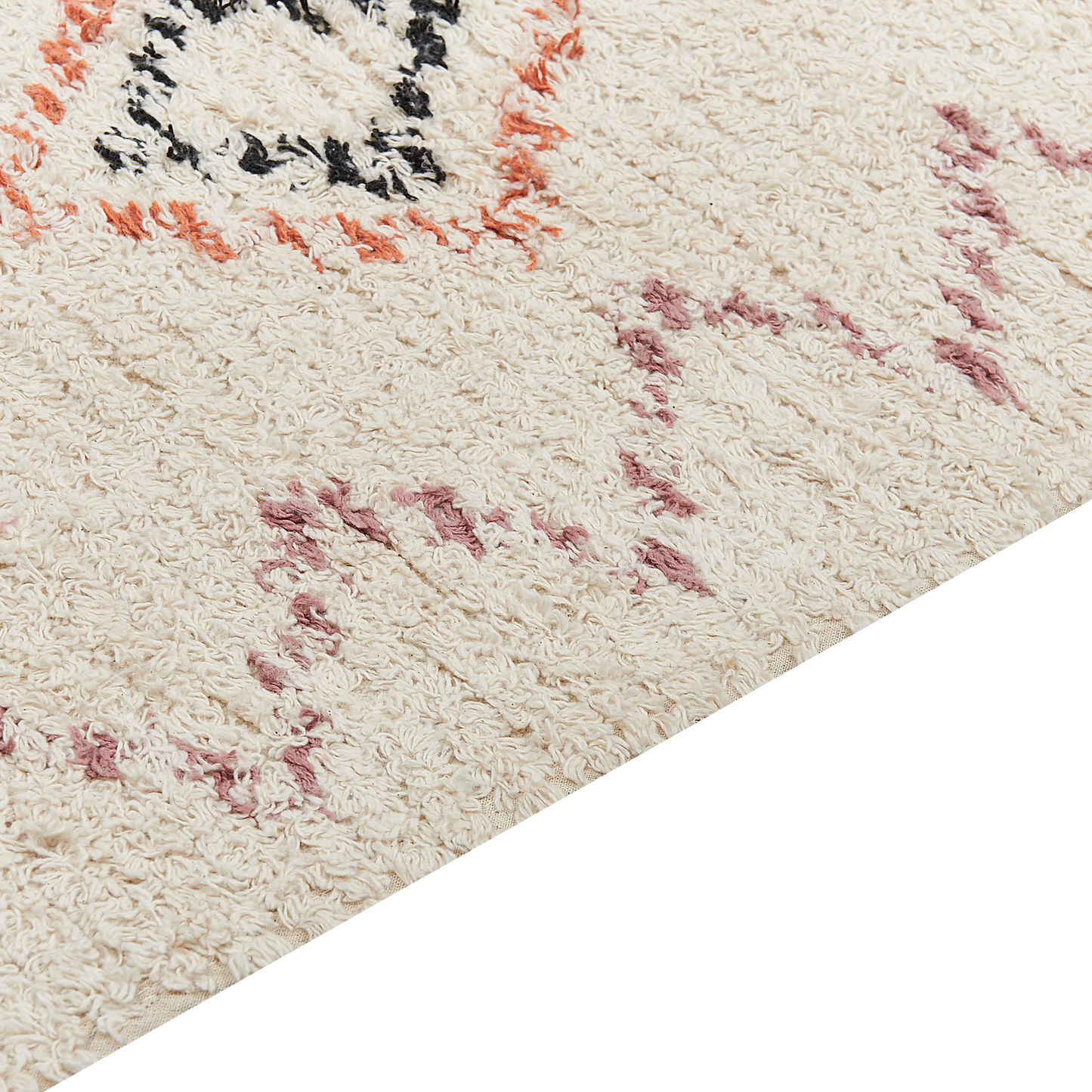 Beige Cotton Rug 80 X 150cm Geometric Hand Tufted