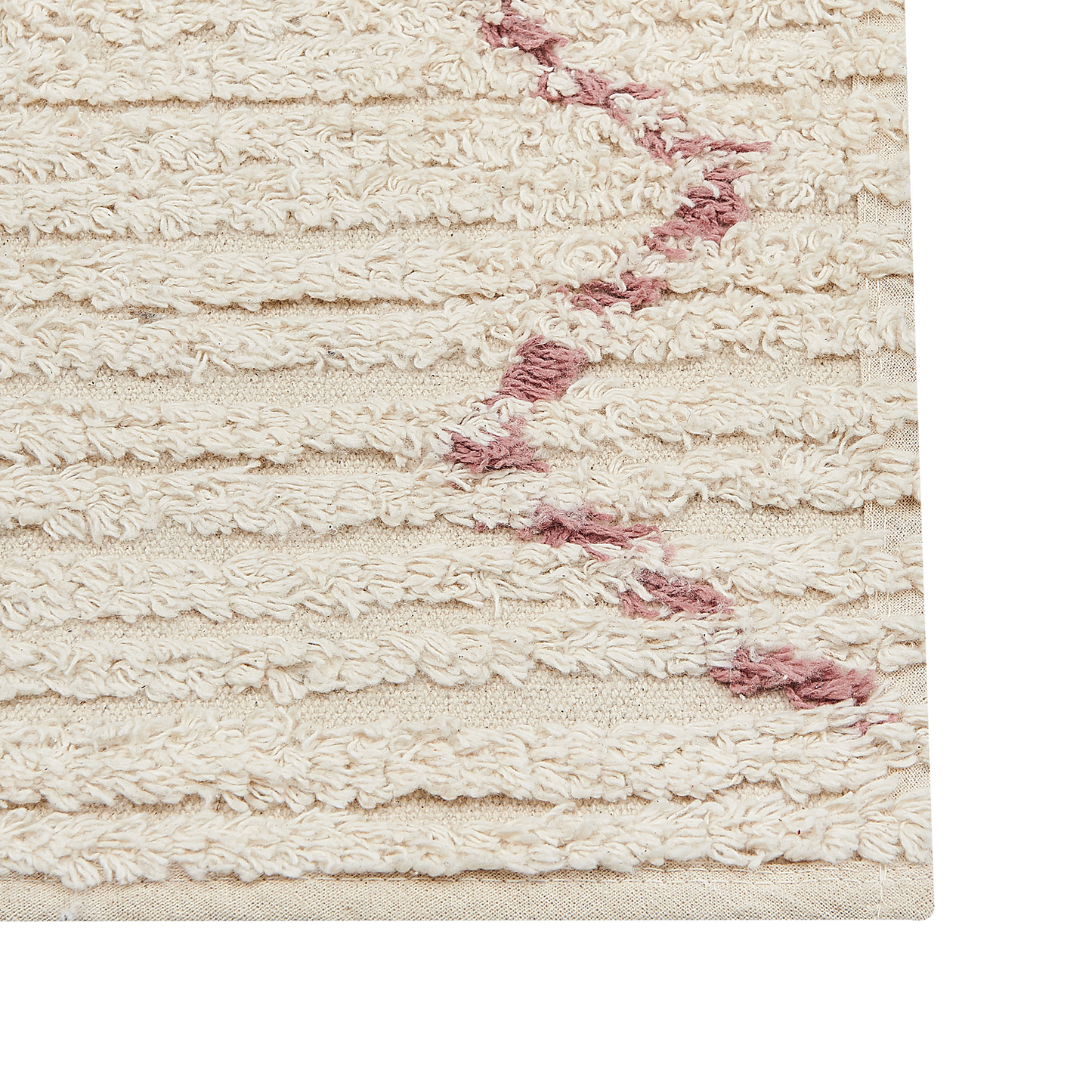 Beige Cotton Rug 80 X 150cm Geometric Hand Tufted