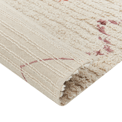 Beige Cotton Rug 140 x 200 Hand Tufted Geometric