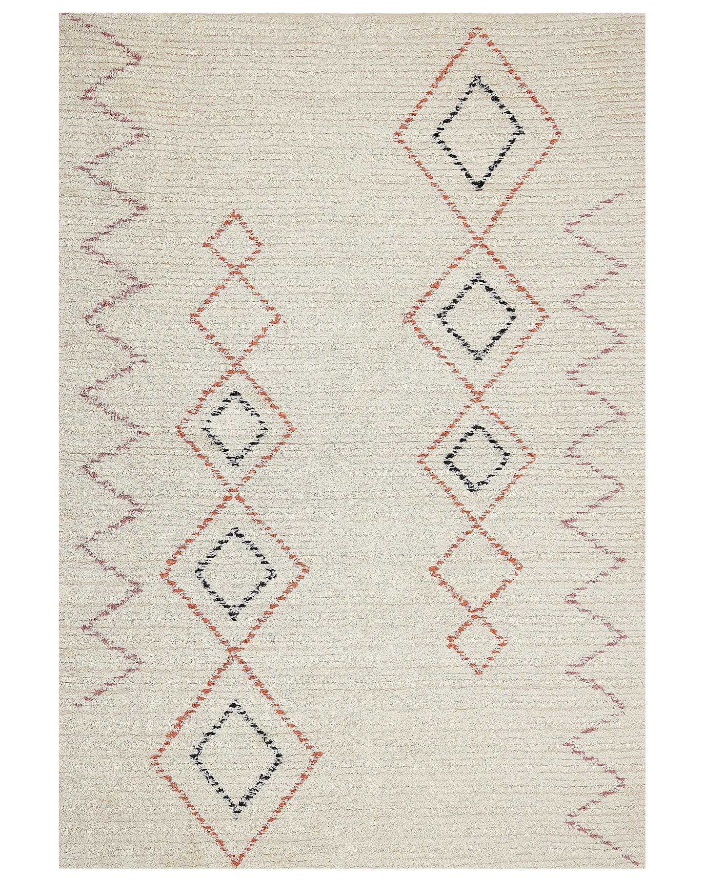 Beige Cotton Rug 160 x 230cm Hand Tufted Geometric Flatweave Living Room