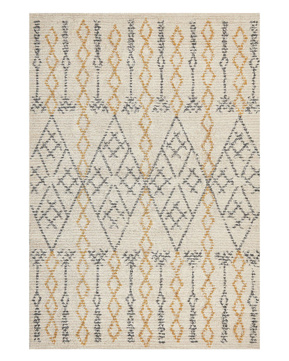 Beige Cotton Rug 140 x 200cm Geometric Hand Tufted Flatweave
