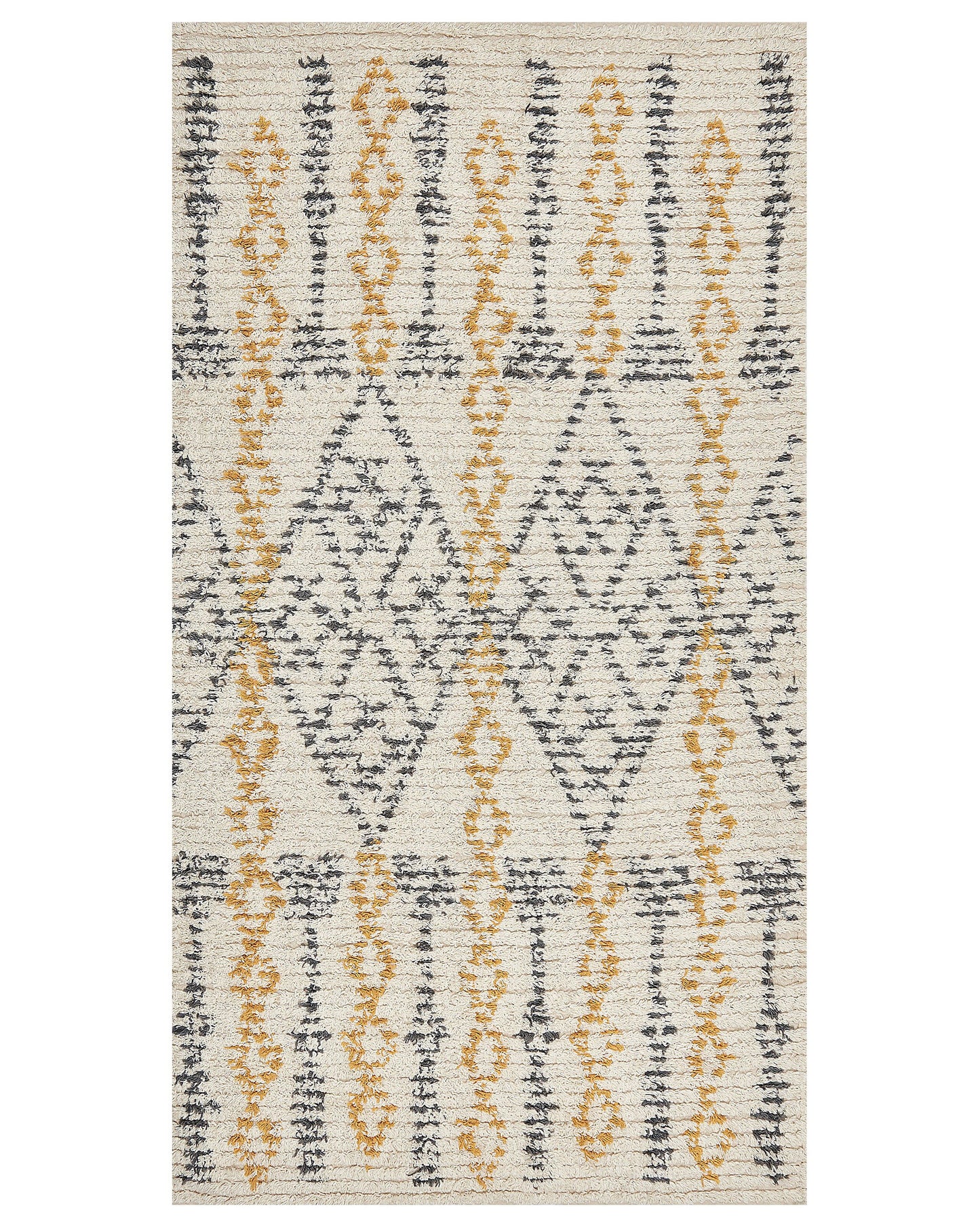 Rugs Beige Cotton Geometric Rug 80 x 150cm Hand Tufted