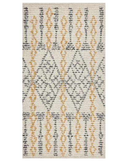 Rugs Beige Cotton Geometric Rug 80 x 150cm Hand Tufted