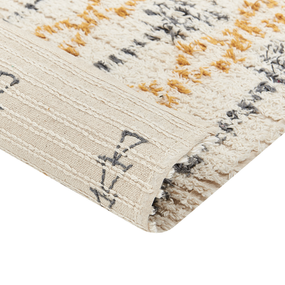 Beige Cotton Rug 140 x 200cm Geometric Hand Tufted Flatweave