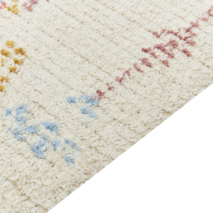 Beige Cotton Area Rug 80 x 150cm Geometric Hand Tufted Flatweave Living Room