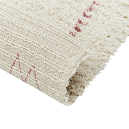 Beige Cotton Area Rug 80 x 150cm Geometric Hand Tufted Flatweave Living Room