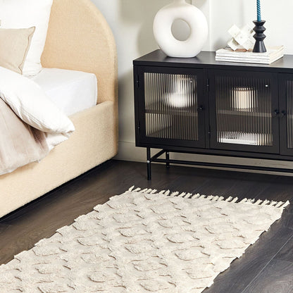 Cosy Nest Cotton Area Rug 80 x 150cm Tufted Geometric Beige