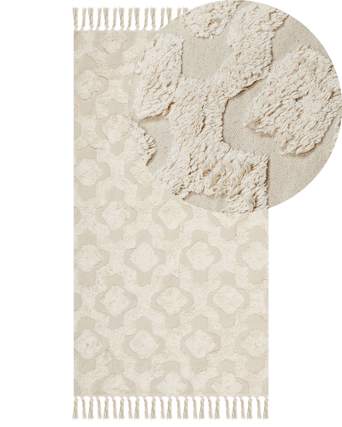 Cosy Nest Cotton Area Rug 80 x 150cm Tufted Geometric Beige