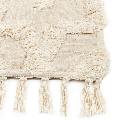 Beige Cotton Area Rug 140 X 200cm Minimalist Tufted Shag Rug Geometric Pattern