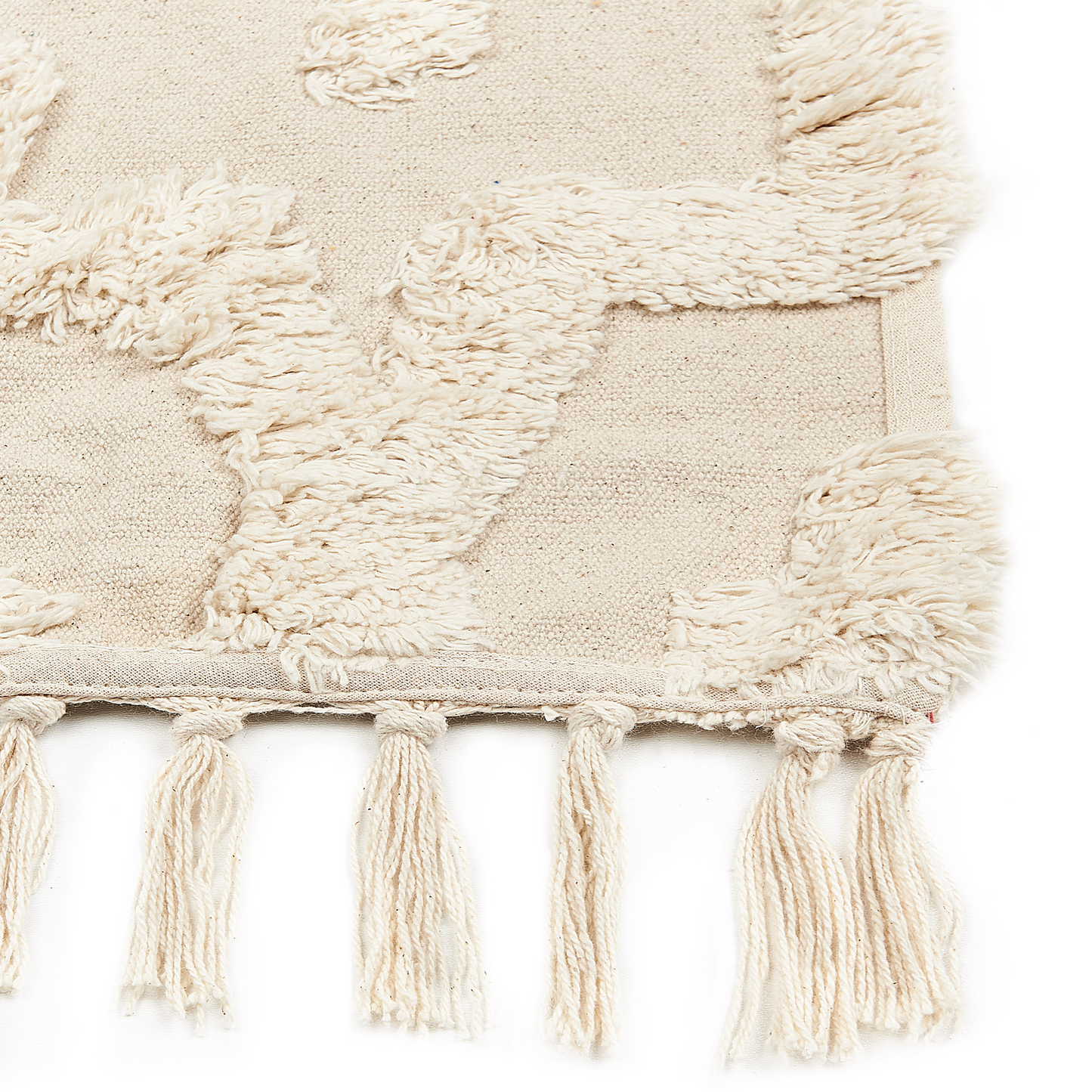 Beige Shag Area Rug 160 x 230cm Tufted Geometric Pattern