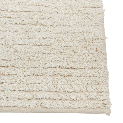 Beige Cotton Area Rug 80 x 150cm Hand Tufted Minimalist Geometric Pattern Living Room