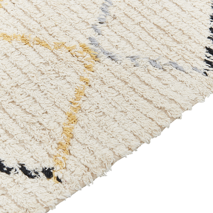 Beige Cotton Area Rug 80 x 150cm Hand Tufted Minimalist Geometric Pattern Living Room
