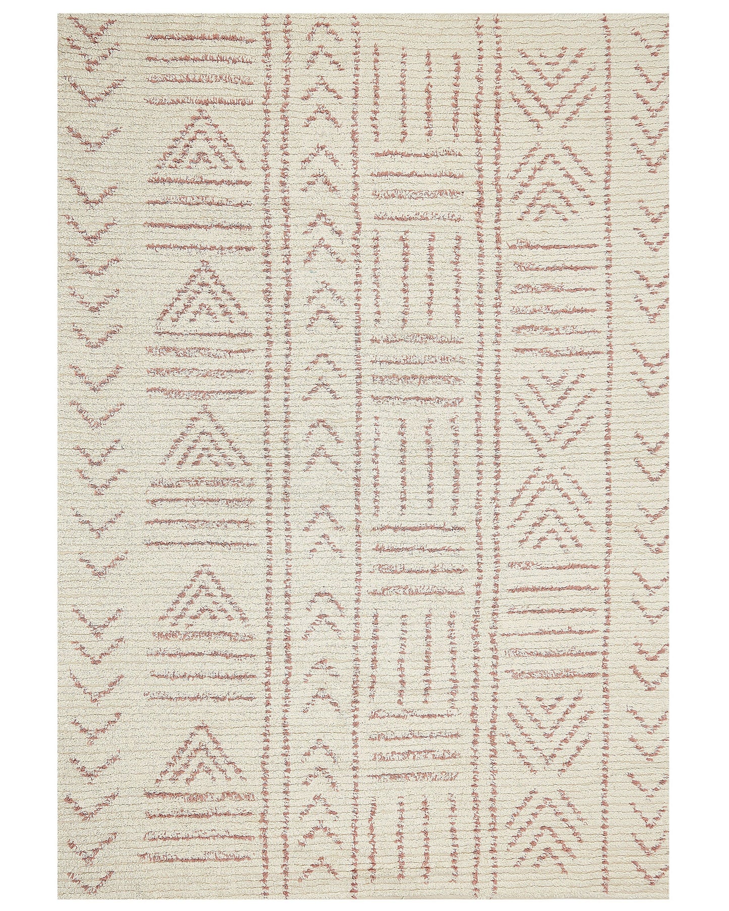 Beige Cotton Geometric Flatweave Rug 160 x 230 Hand Tufted