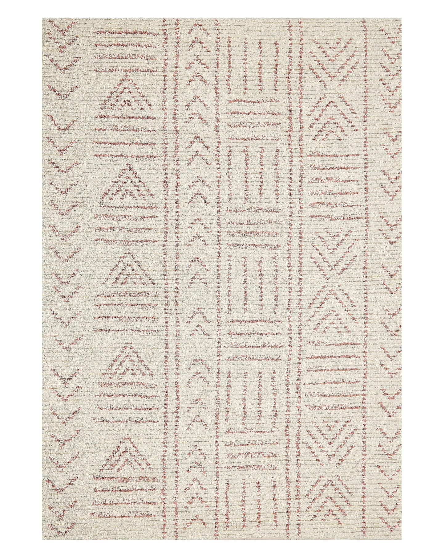 Elara Home Beige Cotton Rug 140 x 200 Geometric Hand Tufted