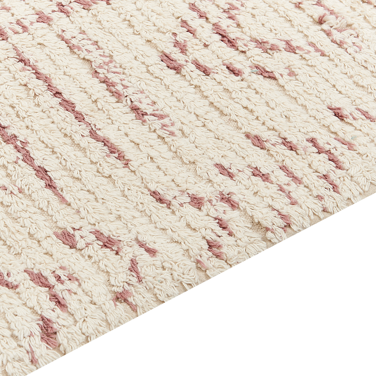Beige Cotton Rug 80 x 150cm Geometric Hand Tufted Flatweave Living Room
