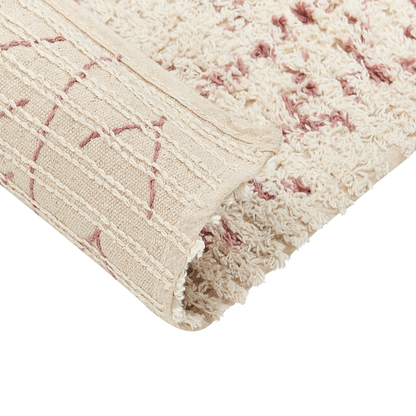 Beige Cotton Rug 80 x 150cm Geometric Hand Tufted Flatweave Living Room