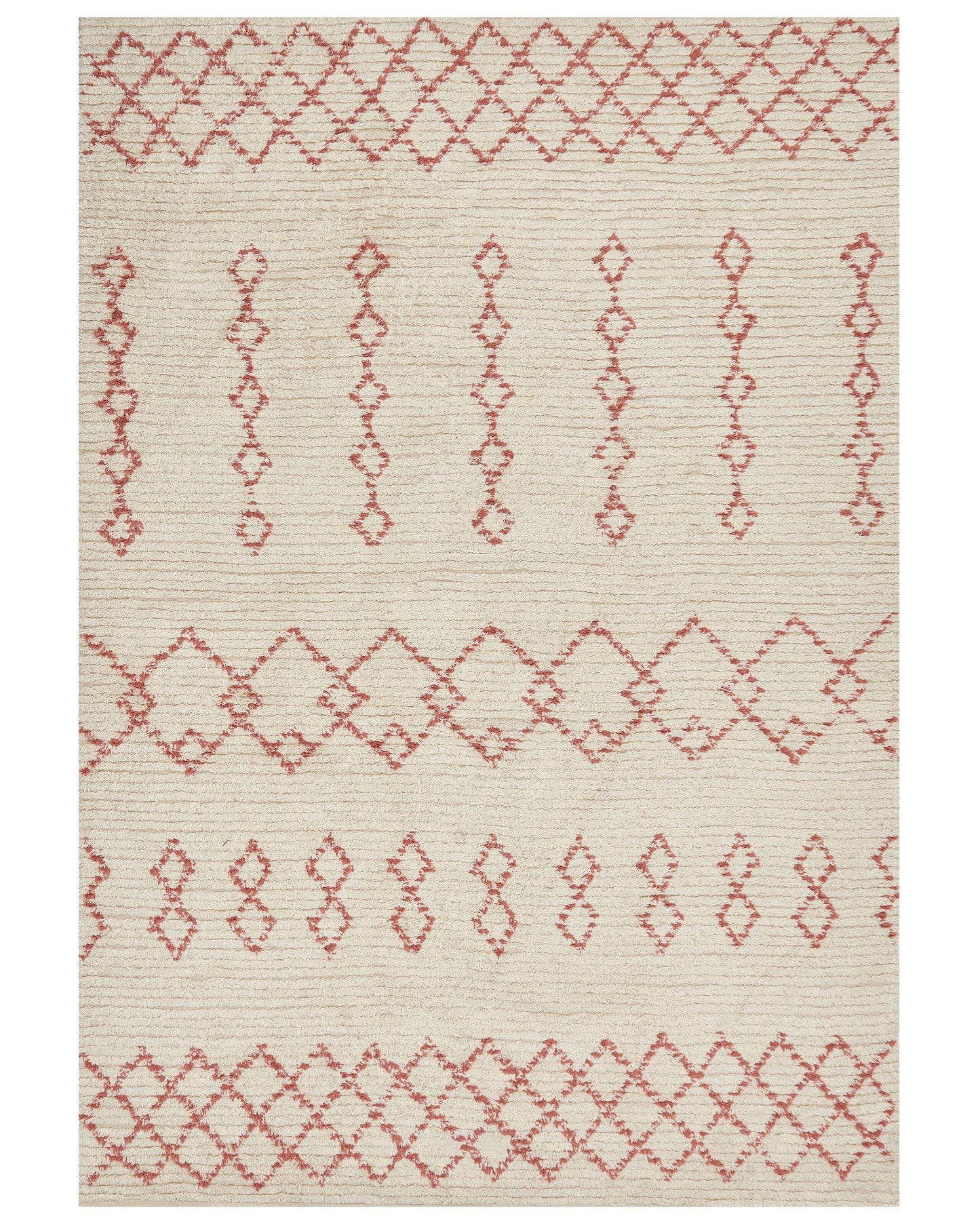 Beige Pink Geometric Cotton Rug 160 x 230cm Hand Tufted